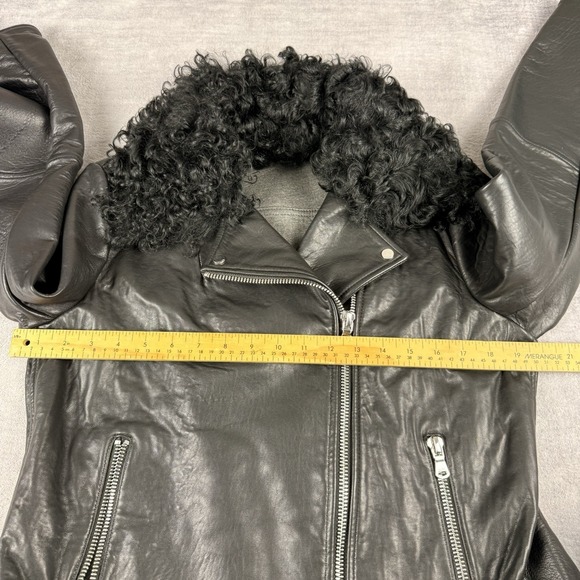 Hugo Boss Jacket Mens Large Black Lambskin Leather Soft Red Lable Motorcycle - Picture 14 of 15